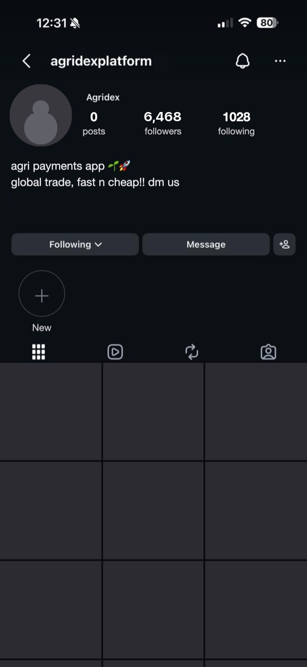 The same Agridex page before - stripped and unbranded